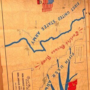 ORIGINAL RARE World War 2 Map - Elbe Day 1945 - 22x29in​
